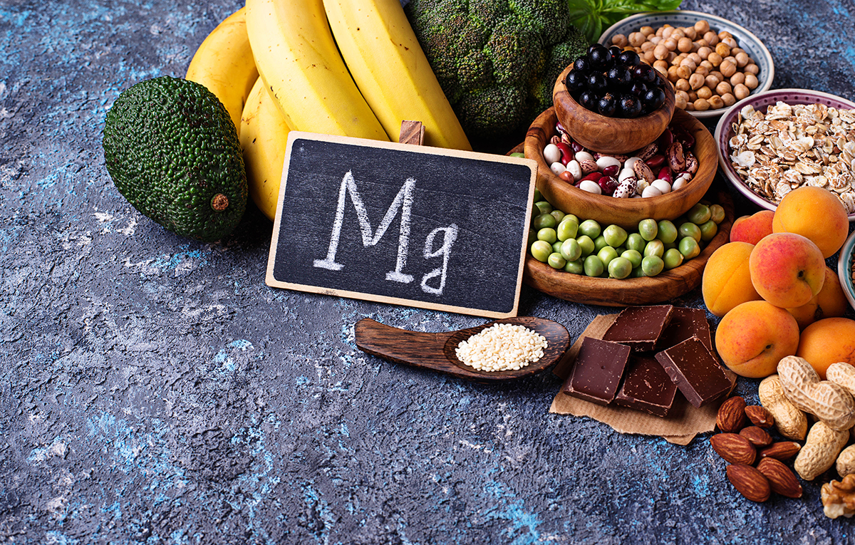 Assortment of  food containing magnesium